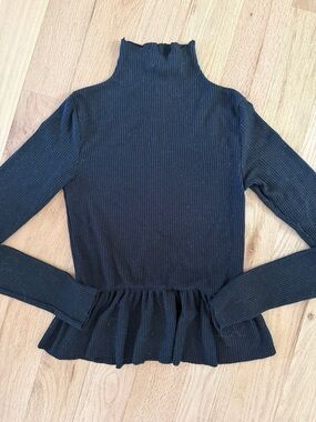 NATION LTD Black Ribbed Mock Turtleneck Long Sleeve Top women's sz XS